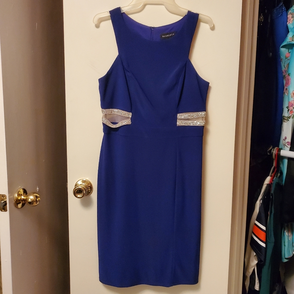 Scarlett size 8 blue side cutout midi prom dress